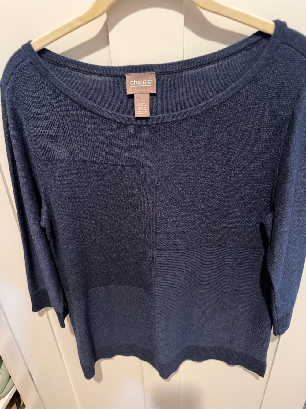 Chico's Deep Navy Scoop Neck Lightweight Knit Sweater